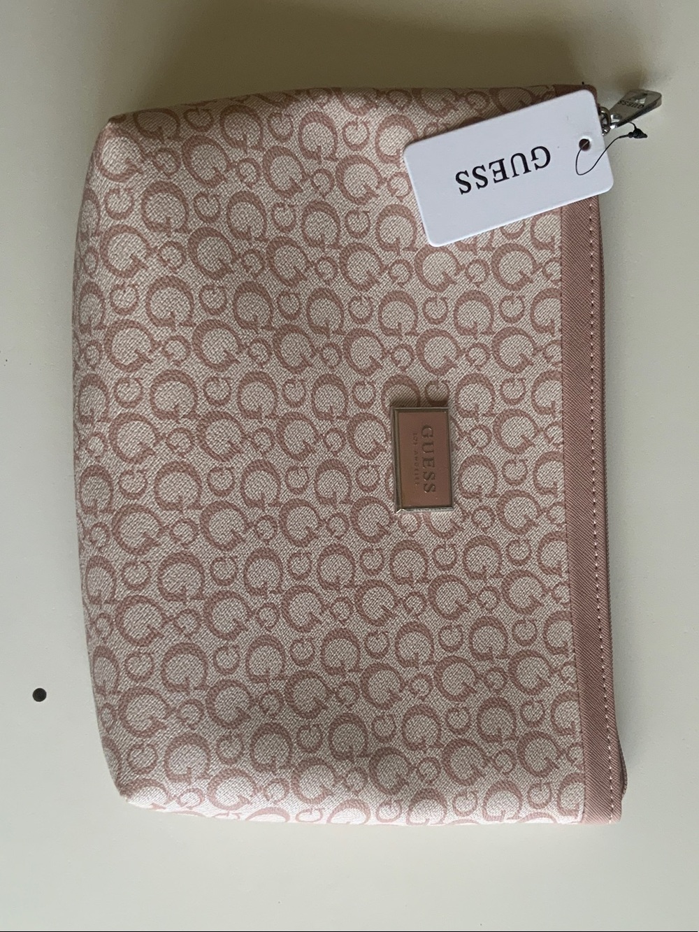 Guess Blush Logo Zip Pouch
